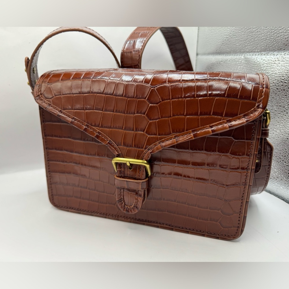 J.Crew Copenhagen Satchel Bag in croc-embossed cow leather